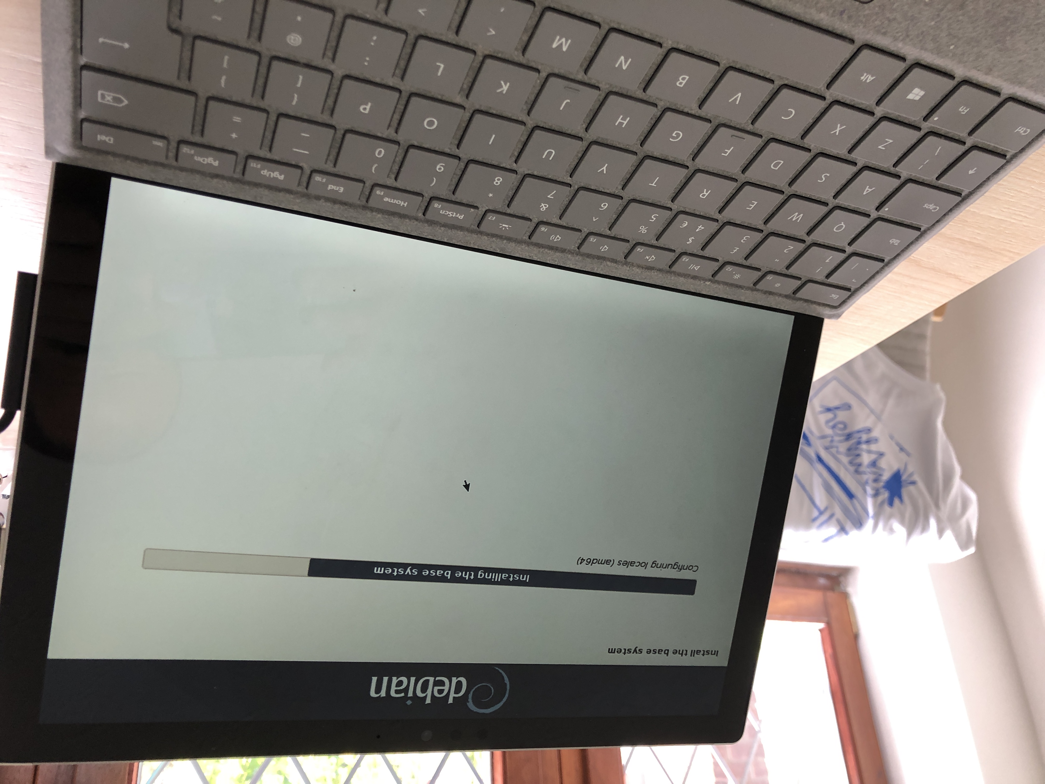 photo of Debian installer on Surface Pro 6