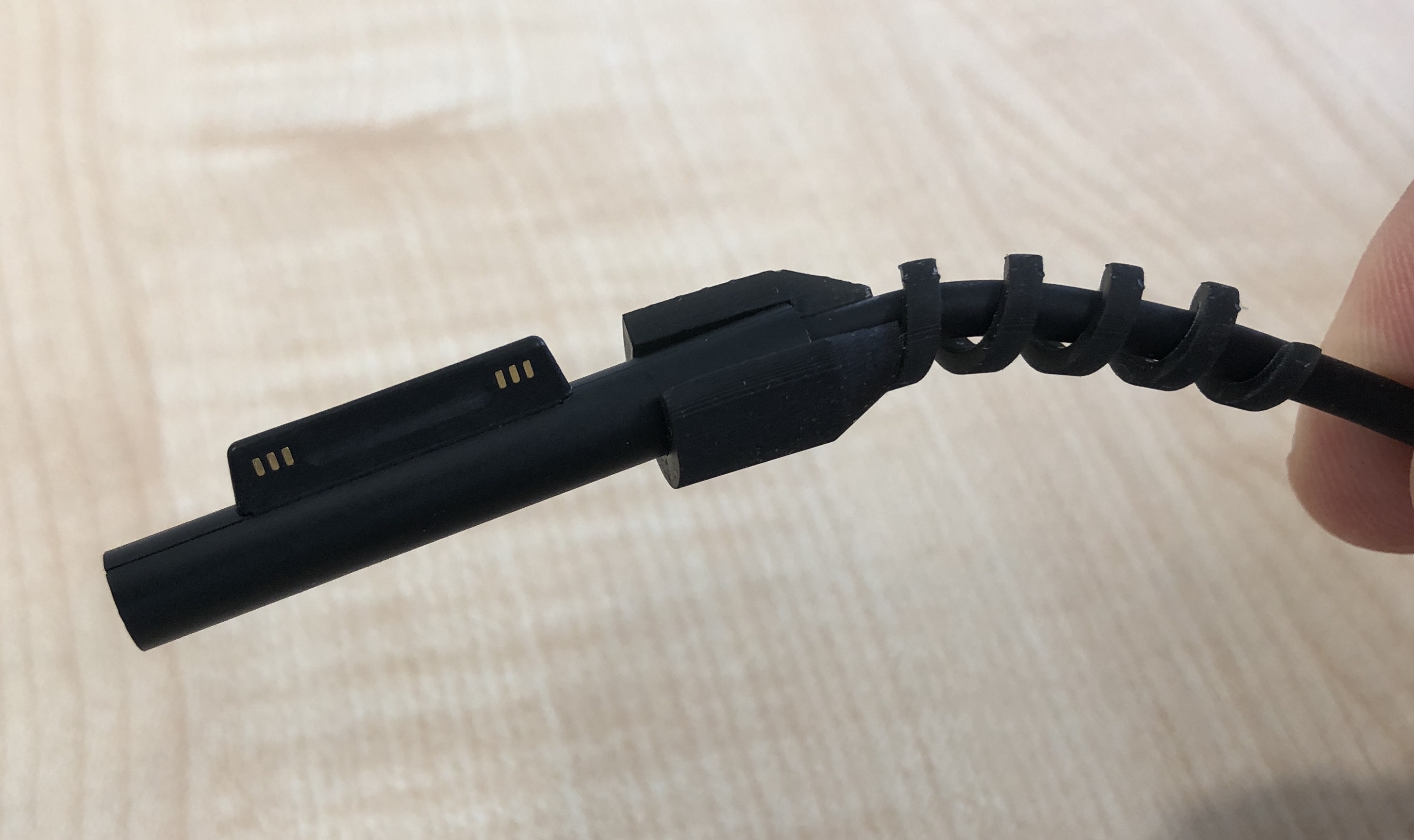 Surface Pro 6 charging cable with 3D printed strain relief