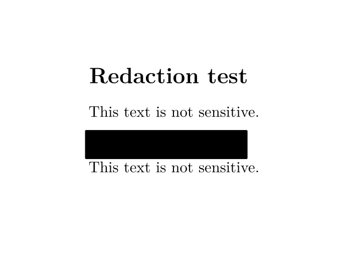 Screenshot of text with the middle line blocked out in black