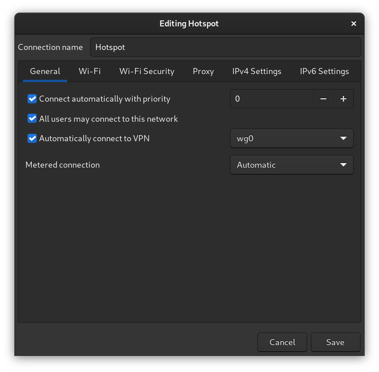 Screenshot of GNOME settings