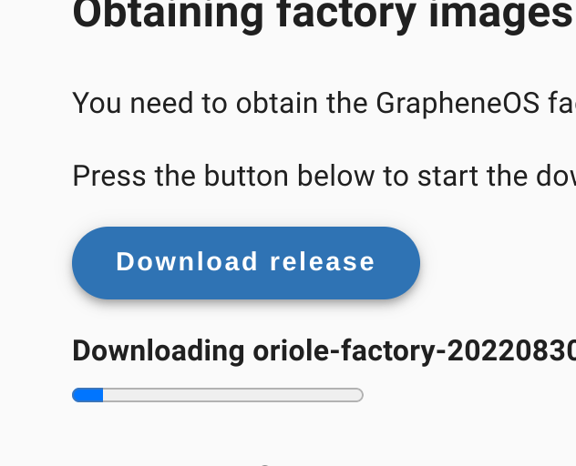 Screenshot showing Downloading oriole-factory